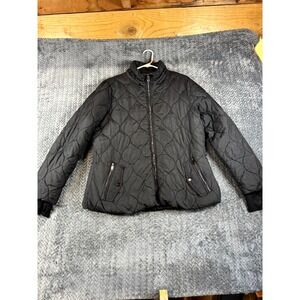 How Dare U‎ Quilted Jacket Womens 1X Plus Black Lined Insulated Full Zip Winter